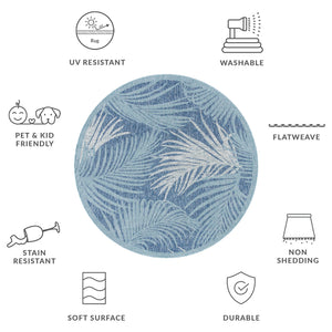 Safavieh Courtyard Timeless Grey And Aqua Area Rug With Elegant Palm Leaf Pattern For Indoor And Outdoor Spaces Aqua ,Navy 88% Polypropylene,12% Polyester Cy8557-39421-4