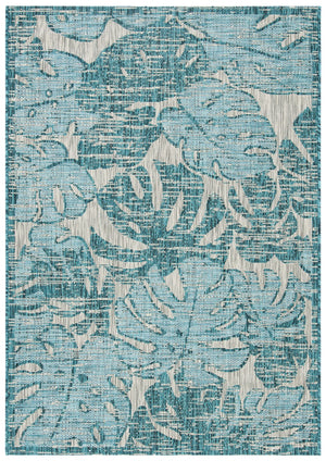 Safavieh Courtyard Elegant Area Rug With Abstract Nature Motif - Durable, Stylish & Oeko Tex Certified Quality Grey ,Aqua 88% Polypropylene,12% Polyester Cy8560-37212-4