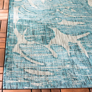 Safavieh Courtyard Elegant Area Rug With Abstract Nature Motif - Durable, Stylish & Oeko Tex Certified Quality Grey ,Aqua 88% Polypropylene,12% Polyester Cy8560-37212-4