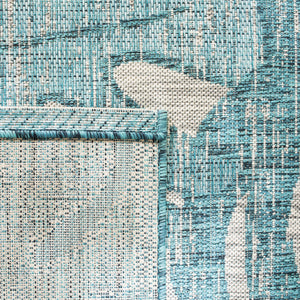 Safavieh Courtyard Elegant Area Rug With Abstract Nature Motif - Durable, Stylish & Oeko Tex Certified Quality Grey ,Aqua 88% Polypropylene,12% Polyester Cy8560-37212-4