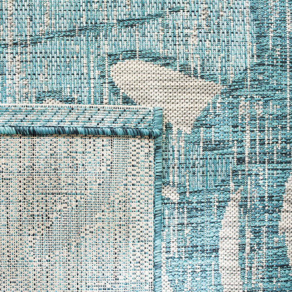 Safavieh Courtyard Elegant Area Rug With Abstract Nature Motif - Durable, Stylish & Oeko Tex Certified Quality Grey ,Aqua 88% Polypropylene,12% Polyester Cy8560-37212-4