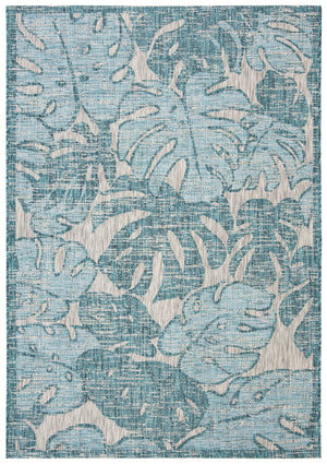 Safavieh Courtyard Elegant Area Rug With Abstract Nature Motif - Durable, Stylish & Oeko Tex Certified Quality Grey ,Aqua 88% Polypropylene,12% Polyester Cy8560-37212-4