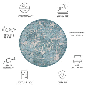 Safavieh Courtyard Elegant Area Rug With Abstract Nature Motif - Durable, Stylish & Oeko Tex Certified Quality Grey ,Aqua 88% Polypropylene,12% Polyester Cy8560-37212-4