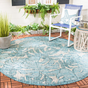 Safavieh Courtyard Elegant Area Rug With Abstract Nature Motif - Durable, Stylish & Oeko Tex Certified Quality Grey ,Aqua 88% Polypropylene,12% Polyester Cy8560-37212-4