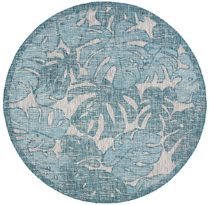 Safavieh Courtyard Elegant Area Rug With Abstract Nature Motif - Durable, Stylish & Oeko Tex Certified Quality Grey ,Aqua 88% Polypropylene,12% Polyester Cy8560-37212-4