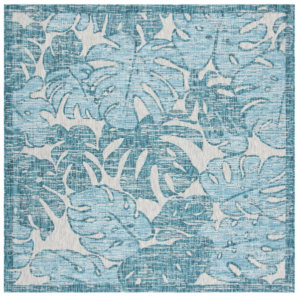 Safavieh Courtyard Elegant Area Rug With Abstract Nature Motif - Durable, Stylish & Oeko Tex Certified Quality Grey ,Aqua 88% Polypropylene,12% Polyester Cy8560-37212-4