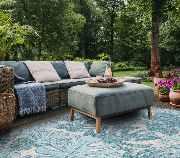 Safavieh Courtyard Elegant Area Rug With Abstract Nature Motif - Durable, Stylish & Oeko Tex Certified Quality Grey ,Aqua 88% Polypropylene,12% Polyester Cy8560-37212-4