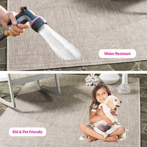 Safavieh Courtyard Elegant Power-loomed Area Rug – Durable, Stylish, & Oeko-tex Certified For Indoors/Outdoors Grey ,Turquoise 88% Polypropylene,12% Polyester Cy8576-37111-4