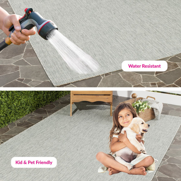 Safavieh Courtyard Elegant Power-loomed Area Rug – Durable, Stylish, & Oeko-tex Certified For Indoors/Outdoors Grey ,Turquoise 88% Polypropylene,12% Polyester Cy8576-37111-4