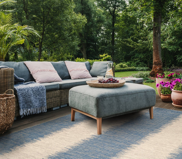 Safavieh Courtyard Elegant Area Rug With Contemporary Jagged Pattern - Perfect For Indoor And Outdoor Spaces Beige ,Blue 88% Polypropylene,12% Polyester Cy8579-23312-8