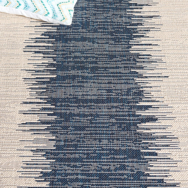 Safavieh Courtyard Elegant Area Rug With Contemporary Jagged Pattern - Perfect For Indoor And Outdoor Spaces Beige ,Blue 88% Polypropylene,12% Polyester Cy8579-23312-8
