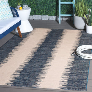 Safavieh Courtyard Elegant Area Rug With Contemporary Jagged Pattern - Perfect For Indoor And Outdoor Spaces Beige ,Blue 88% Polypropylene,12% Polyester Cy8579-23312-8