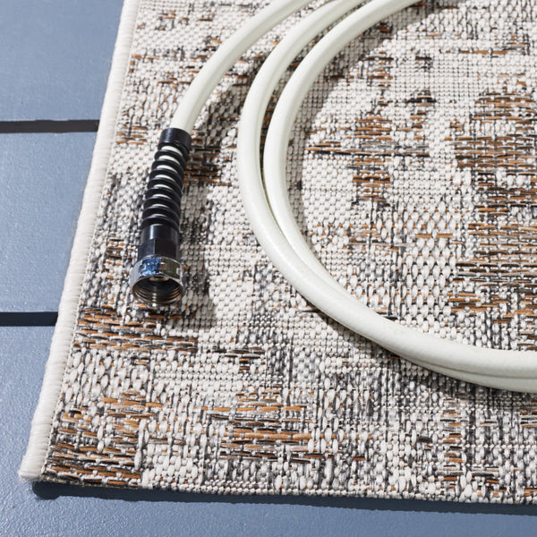 Safavieh Courtyard Elegant Area Rug With Abstract Design In Neutral Tones For Indoor And Outdoor Spaces Ivory ,Dark Grey Brown 88% Polypropylene,12% Polyester Cy8580-59012-7r