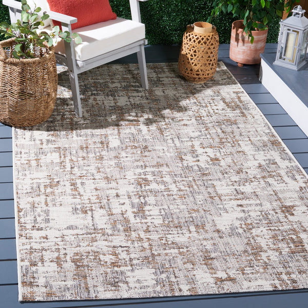 Safavieh Courtyard Elegant Area Rug With Abstract Design In Neutral Tones For Indoor And Outdoor Spaces Ivory ,Dark Grey Brown 88% Polypropylene,12% Polyester Cy8580-59012-7r