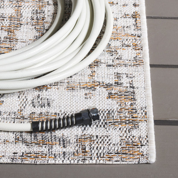 Safavieh Courtyard Elegant Area Rug With Abstract Design In Neutral Tones For Indoor And Outdoor Spaces Ivory ,Dark Grey Brown 88% Polypropylene,12% Polyester Cy8580-59012-7r