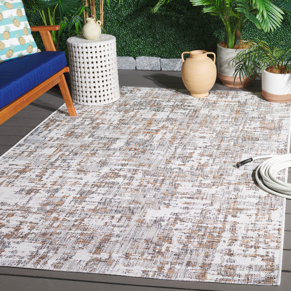 Safavieh Courtyard Elegant Area Rug With Abstract Design In Neutral Tones For Indoor And Outdoor Spaces Ivory ,Dark Grey Brown 88% Polypropylene,12% Polyester Cy8580-59012-7r