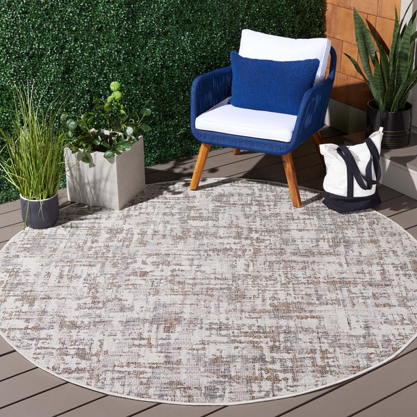 Safavieh Courtyard Elegant Area Rug With Abstract Design In Neutral Tones For Indoor And Outdoor Spaces Ivory ,Dark Grey Brown 88% Polypropylene,12% Polyester Cy8580-59012-7r
