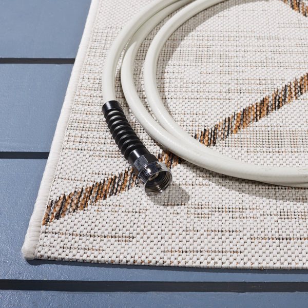 Safavieh Courtyard Elegant Geometric Area Rug - Durable Indoor/Outdoor Design For Modern Home Decor Ivory ,Brown 88% Polypropylene,12% Polyester Cy8635-59312-5