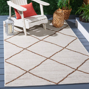 Safavieh Courtyard Elegant Geometric Area Rug - Durable Indoor/Outdoor Design For Modern Home Decor Ivory ,Brown 88% Polypropylene,12% Polyester Cy8635-59312-5