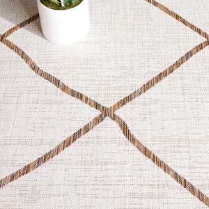 Safavieh Courtyard Elegant Geometric Area Rug - Durable Indoor/Outdoor Design For Modern Home Decor Ivory ,Brown 88% Polypropylene,12% Polyester Cy8635-59312-5