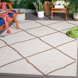 Safavieh Courtyard Elegant Geometric Area Rug - Durable Indoor/Outdoor Design For Modern Home Decor Ivory ,Brown 88% Polypropylene,12% Polyester Cy8635-59312-5