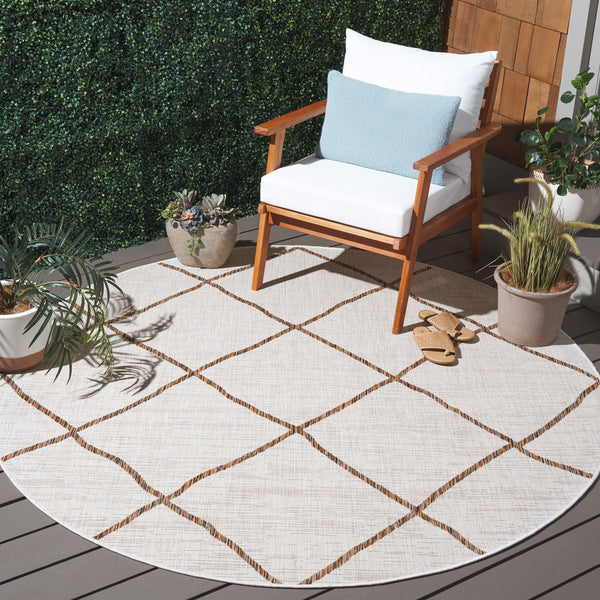 Safavieh Courtyard Elegant Geometric Area Rug - Durable Indoor/Outdoor Design For Modern Home Decor Ivory ,Brown 88% Polypropylene,12% Polyester Cy8635-59312-5