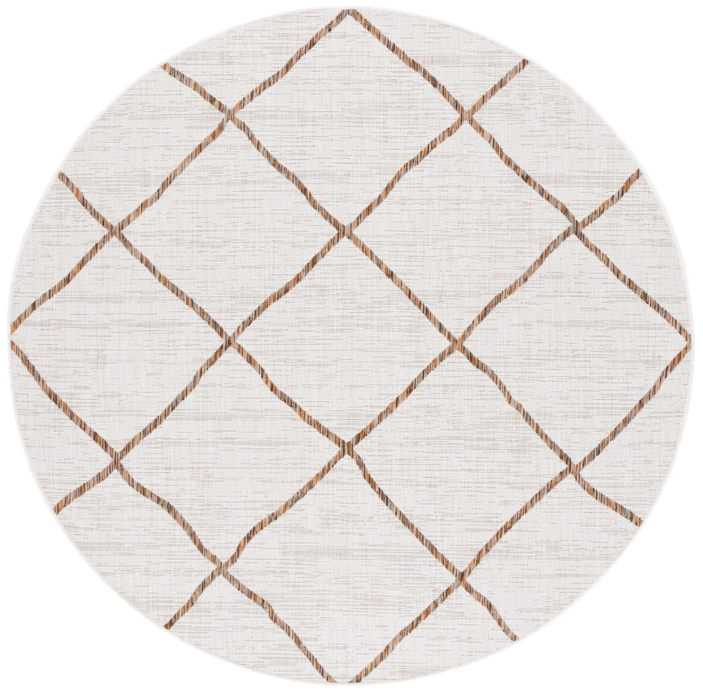 Safavieh Courtyard 8635 Power Loomed Indoor / Outdoor Rug Ivory / Brown 6'-7" x 6'-7" Round