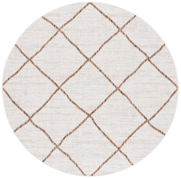 Safavieh Courtyard 8635 Power Loomed Indoor / Outdoor Rug Ivory / Brown 6'-7" x 6'-7" Round