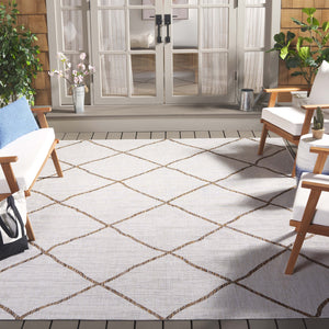 Safavieh Courtyard Elegant Geometric Area Rug - Durable Indoor/Outdoor Design For Modern Home Decor Ivory ,Brown 88% Polypropylene,12% Polyester Cy8635-59312-5