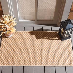 Safavieh Courtyard Contemporary Indoor/Outdoor Runner Rug - Elegant Light Brown And Grey Design For Your Space Turquoise ,Light Grey 88% Polypropylene,12% Polyester Cy8653-37221-218