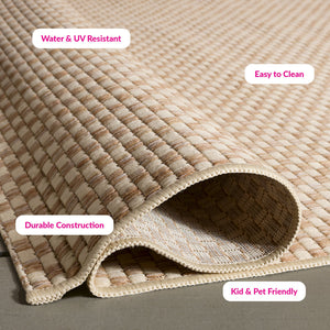 Safavieh Courtyard Contemporary Indoor/Outdoor Runner Rug - Elegant Light Brown And Grey Design For Your Space Blue ,Light Grey 88% Polypropylene,12% Polyester Cy8653-36821-5r