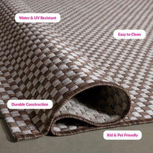 Safavieh Courtyard Contemporary Indoor/Outdoor Runner Rug - Elegant Light Brown And Grey Design For Your Space Turquoise ,Light Grey 88% Polypropylene,12% Polyester Cy8653-37221-218