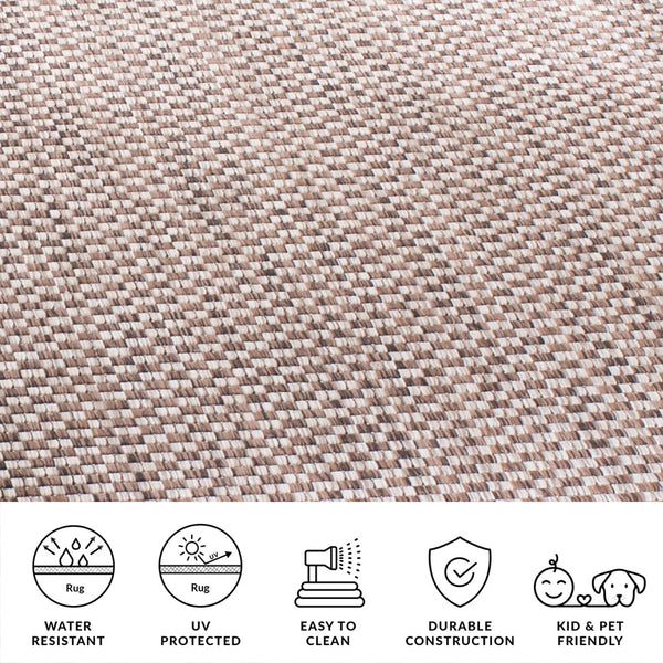 Safavieh Courtyard Contemporary Indoor/Outdoor Runner Rug - Elegant Light Brown And Grey Design For Your Space Turquoise ,Light Grey 88% Polypropylene,12% Polyester Cy8653-37221-218