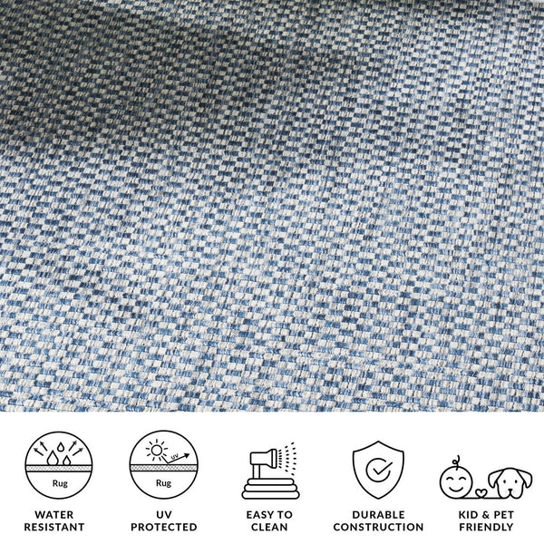 Safavieh Courtyard Contemporary Indoor/Outdoor Runner Rug - Elegant Light Brown And Grey Design For Your Space Blue ,Light Grey 88% Polypropylene,12% Polyester Cy8653-36821-5r