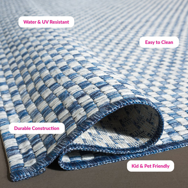 Safavieh Courtyard Contemporary Indoor/Outdoor Runner Rug - Elegant Light Brown And Grey Design For Your Space Turquoise ,Light Grey 88% Polypropylene,12% Polyester Cy8653-37221-218