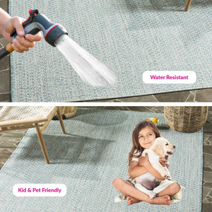 Safavieh Courtyard Contemporary Indoor/Outdoor Runner Rug - Elegant Light Brown And Grey Design For Your Space Blue ,Light Grey 88% Polypropylene,12% Polyester Cy8653-36821-5r