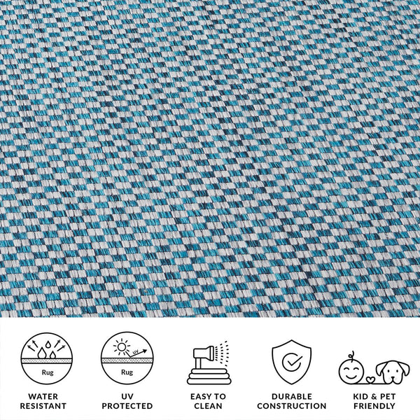 Safavieh Courtyard Contemporary Indoor/Outdoor Runner Rug - Elegant Light Brown And Grey Design For Your Space Turquoise ,Light Grey 88% Polypropylene,12% Polyester Cy8653-37221-218