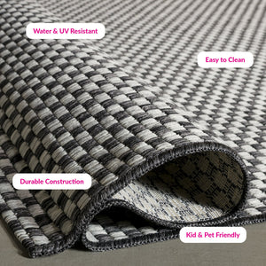 Safavieh Courtyard Contemporary Indoor/Outdoor Runner Rug - Elegant Light Brown And Grey Design For Your Space Blue ,Light Grey 88% Polypropylene,12% Polyester Cy8653-36821-5r