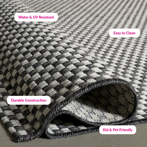 Safavieh Courtyard Contemporary Indoor/Outdoor Runner Rug - Elegant Light Brown And Grey Design For Your Space Turquoise ,Light Grey 88% Polypropylene,12% Polyester Cy8653-37221-218