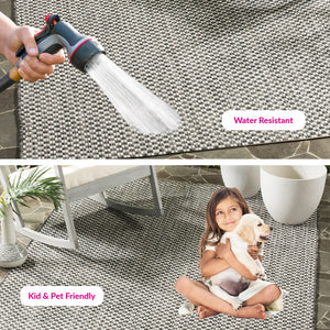 Safavieh Courtyard Contemporary Indoor/Outdoor Runner Rug - Elegant Light Brown And Grey Design For Your Space Turquoise ,Light Grey 88% Polypropylene,12% Polyester Cy8653-37221-218