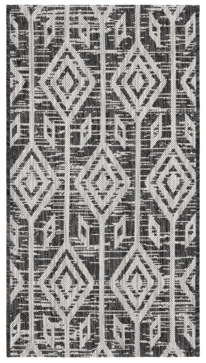 Safavieh Courtyard Santorini Geometric Area Rug – Stylish Tribal Pattern For Indoor & Outdoor Spaces Black ,Grey 85.4% Polypropylene,10.4% Polyester,4.2% Latex Cy8662-37621-28