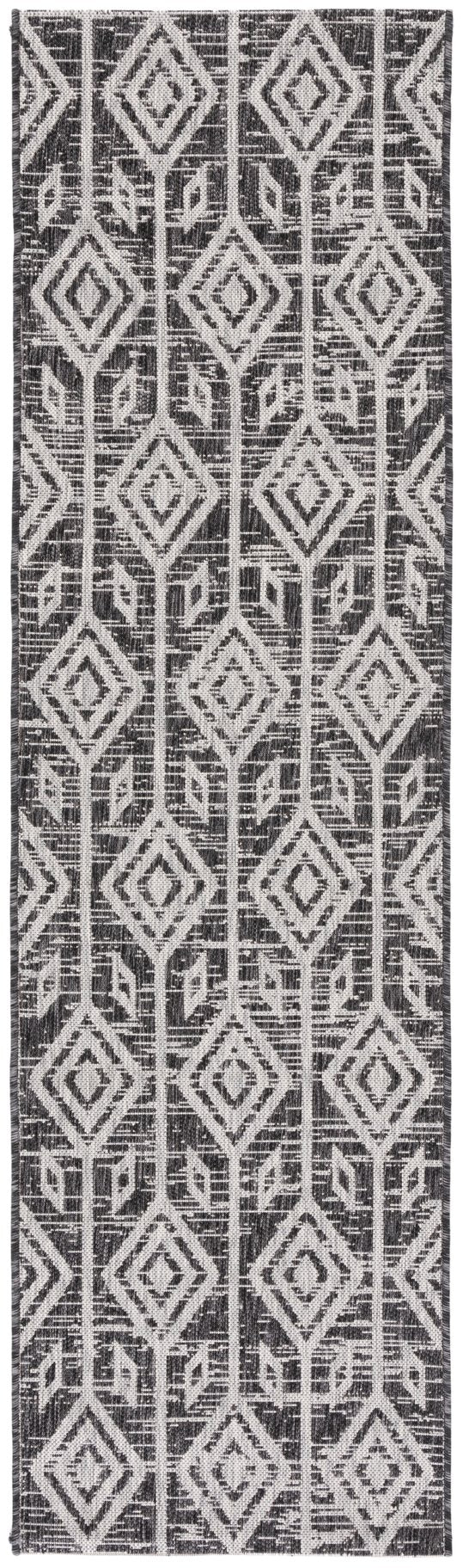 Safavieh Courtyard Santorini Geometric Area Rug – Stylish Tribal Pattern For Indoor & Outdoor Spaces Black ,Grey 85.4% Polypropylene,10.4% Polyester,4.2% Latex Cy8662-37621-28