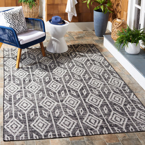 Safavieh Courtyard Santorini Geometric Area Rug – Stylish Tribal Pattern For Indoor & Outdoor Spaces Black ,Grey 85.4% Polypropylene,10.4% Polyester,4.2% Latex Cy8662-37621-28