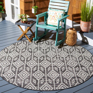 Safavieh Courtyard Santorini Geometric Area Rug – Stylish Tribal Pattern For Indoor & Outdoor Spaces Black ,Grey 85.4% Polypropylene,10.4% Polyester,4.2% Latex Cy8662-37621-28