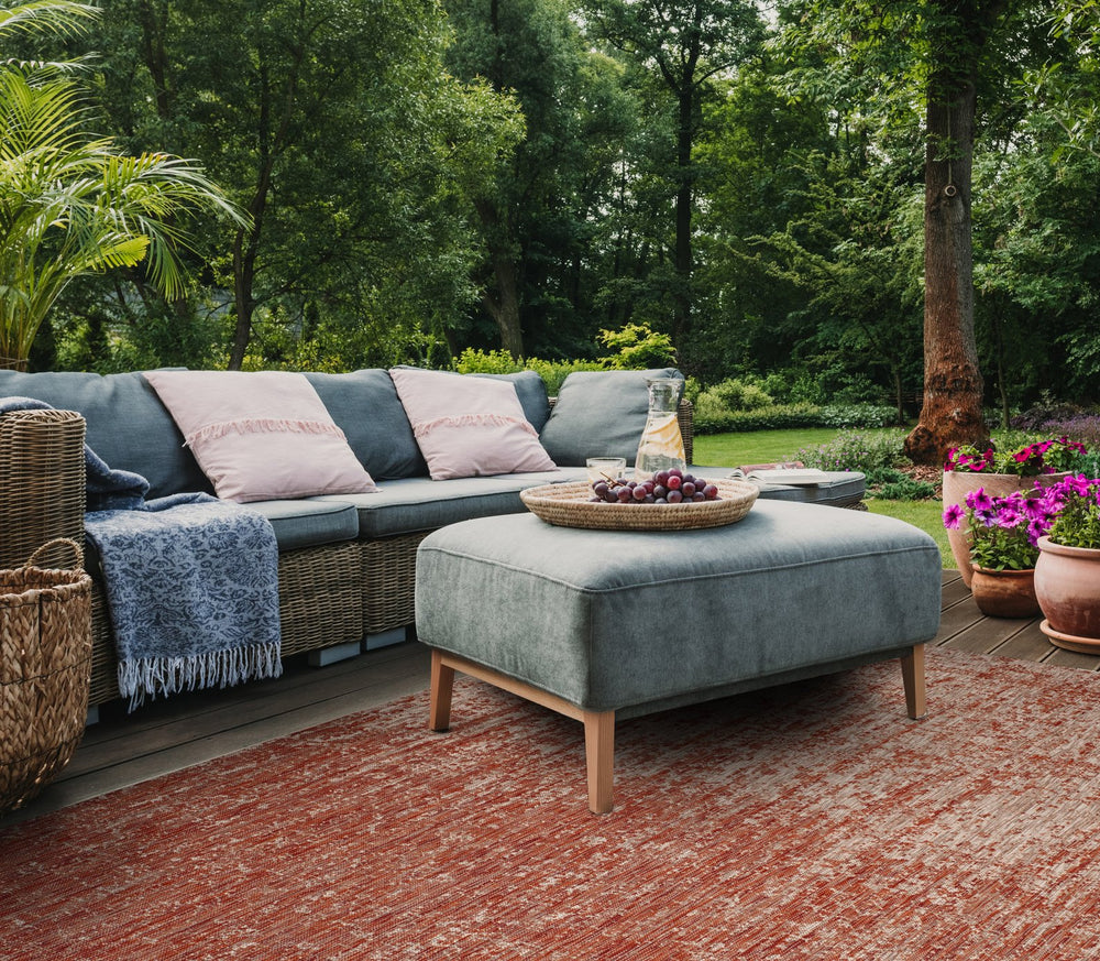 Safavieh Courtyard Indoor/Outdoor Area Rug - Elegant Abstract Design, Durable, Oeko-tex Certified Comfort Rust ,Grey 88% Polypropylene,12% Polyester Cy8667-36521-8