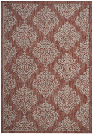 Safavieh Courtyard Elegant Turkish Damask Area Rug - Timeless Navy & Grey Design For Indoor/Outdoor Use Rust ,Grey 88% Polypropylene,12% Polyester Cy8668-36521-6