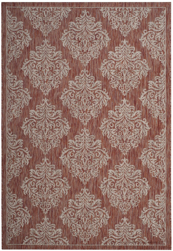 Safavieh Courtyard Elegant Turkish Damask Area Rug - Timeless Navy & Grey Design For Indoor/Outdoor Use Rust ,Grey 88% Polypropylene,12% Polyester Cy8668-36521-6