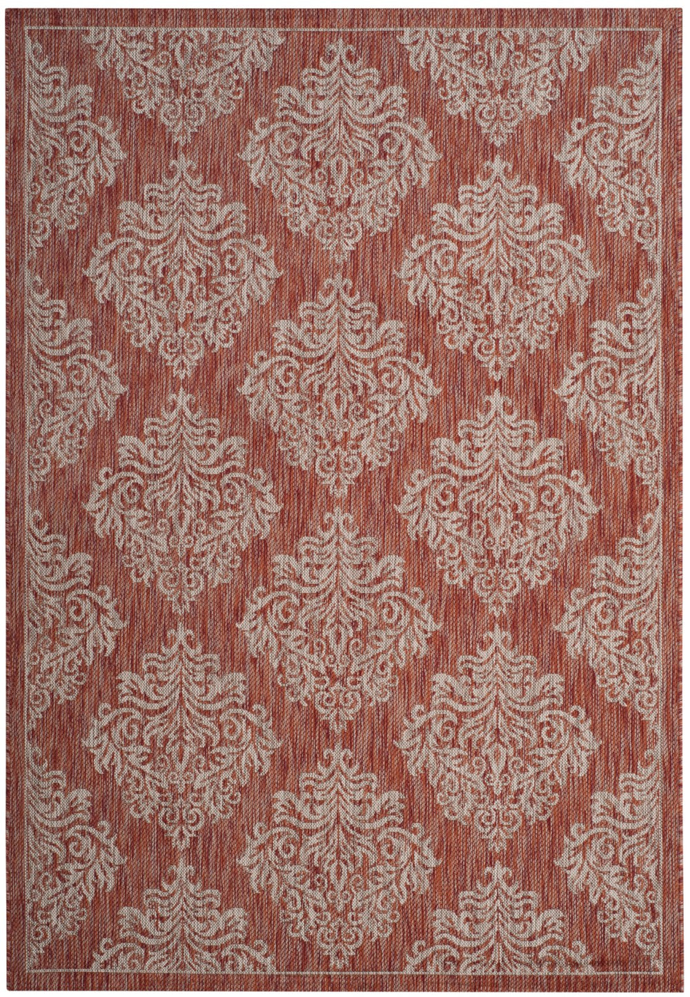 Safavieh Courtyard Exquisite Damask Area Rug - Timeless Elegance For Indoor And Outdoor Spaces, Oeko-tex Certified Blue ,Grey 88% Polypropylene,12% Polyester Cy8668-37221-6