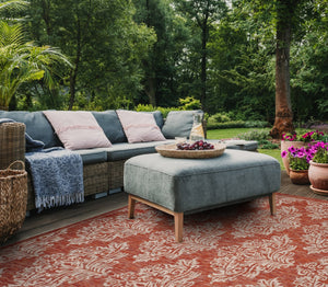 Safavieh Courtyard Exquisite Damask Area Rug - Timeless Elegance For Indoor And Outdoor Spaces, Oeko-tex Certified Blue ,Grey 88% Polypropylene,12% Polyester Cy8668-37221-6