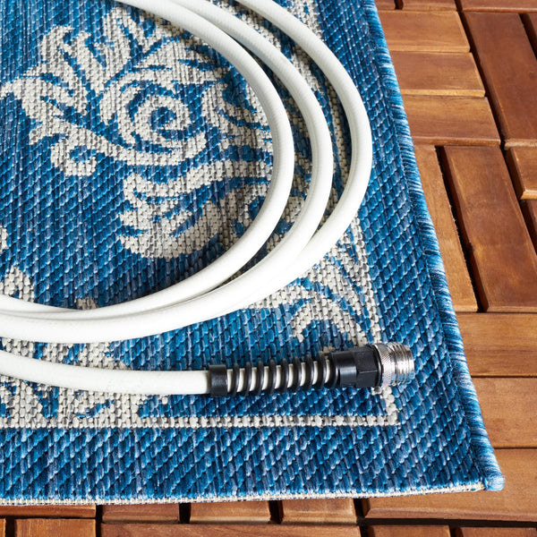 Safavieh Courtyard Elegant Turkish Damask Area Rug - Timeless Navy & Grey Design For Indoor/Outdoor Use Rust ,Grey 88% Polypropylene,12% Polyester Cy8668-36521-6